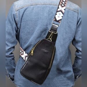 TRÏBE Black Guitar Strap Mini Crossbody Bag Purse NWOT